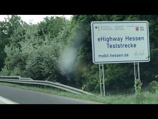 e-Highway project for Trucks with pantograph / Der e-Highway für LKW mit Stromabnehmer