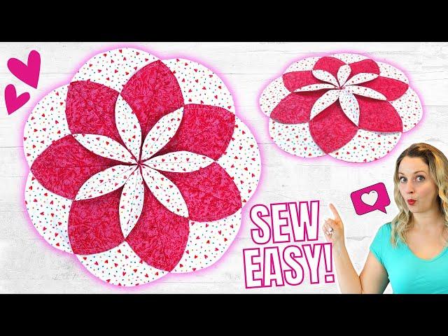 Sew a Fabric Flower Table Topper // Fold n Stitch Technique