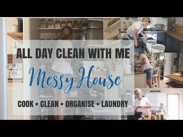 MESSY HOUSE ALL DAY CLEAN WITH ME - CROCK POT SLOWER COOKER RECIPE -HOUSEWORK MOTIVATION