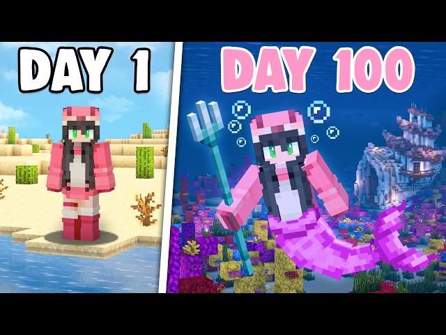 I Spent 100 Days as a MERMAID in Minecraft Hardcore