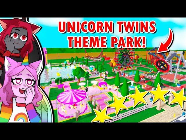 Making A UNICORN TWINS Themepark With MOODY !!(Roblox)