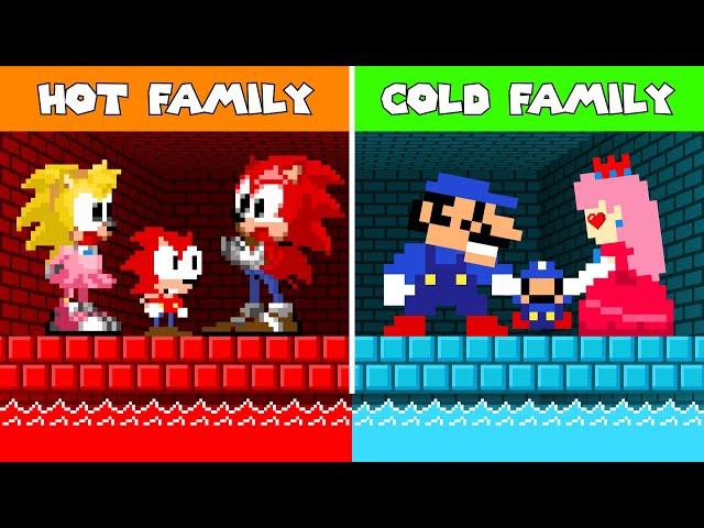 Mario and Sonic Family Hot vs Cold Color Changing Challenge