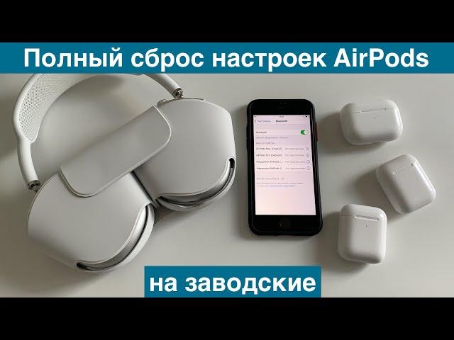 Полный сброс настроек AirPods и отвязка от iCloud