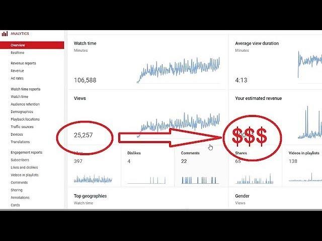 How Much MONEY YOUTUBE Pays for 25,000 Views!