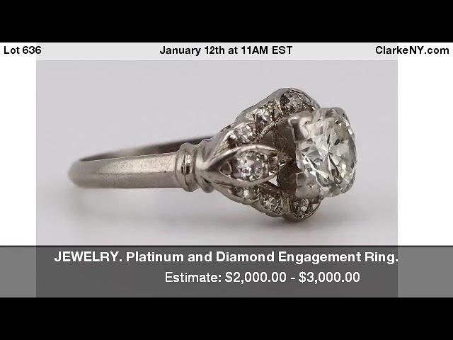 JEWELRY. Platinum and Diamond Engagement Ring.