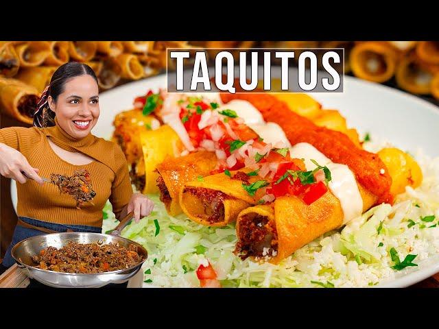 Cheesy beef taquitos recipe | Mexican flautas