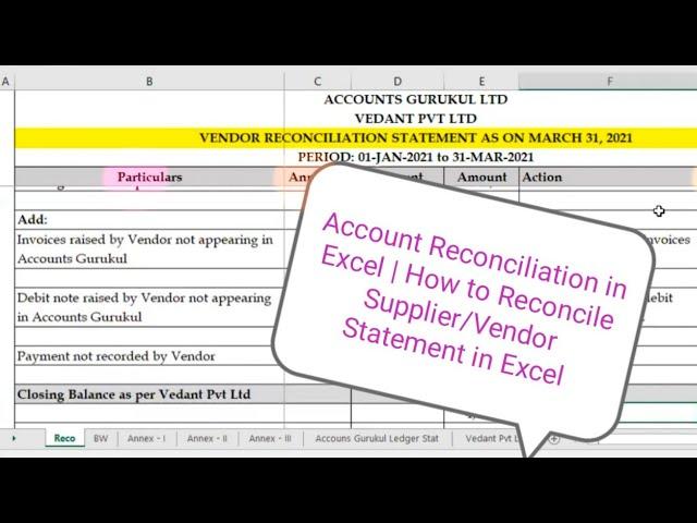 Account Reconciliation in Excel: How to Reconcile Supplier/Vendor Statement in Excel