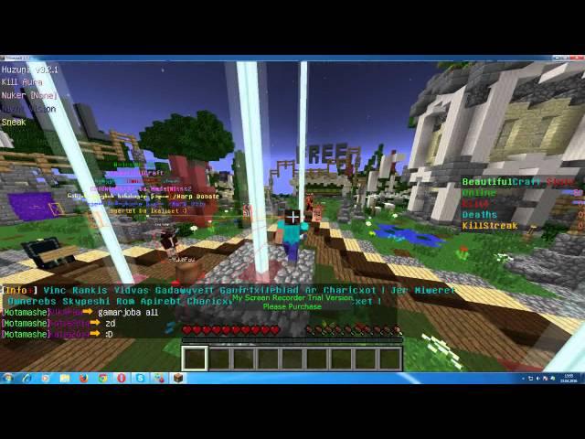 Minecraft Hack:Huzuni| 1 videoa cemi ragacebi gamovtove memgoni :D