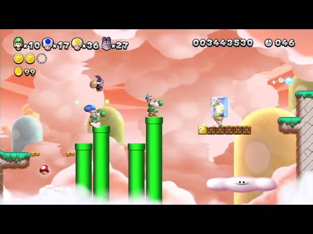 New Super Luigi U Multiplayer Playthrough - Meringue Clouds