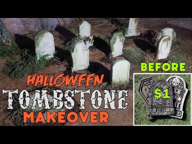 Halloween Decoration Ideas  Store Bought Halloween Tombstone Makeover