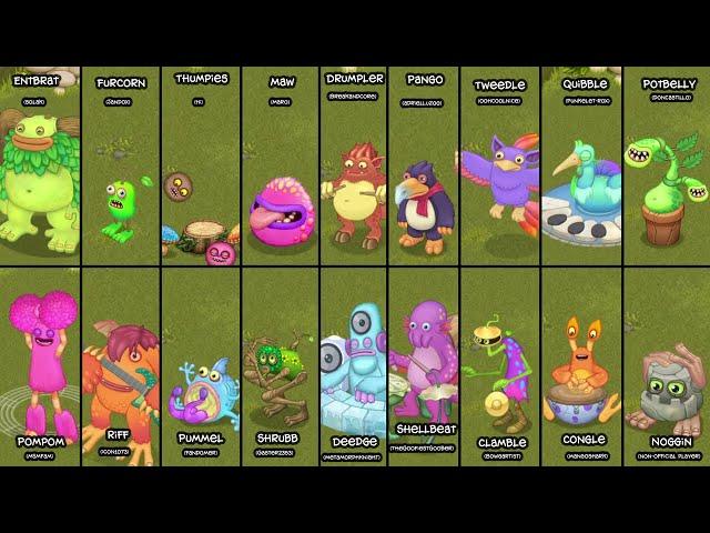 Tribal Island but each Monster is Zoomed in!  - My Singing Monsters!