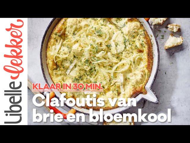 Klaar in 30 minuten: hartige clafoutis van bloemkool en brie met kaasbroodjes