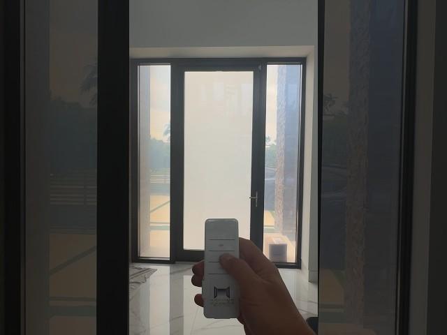 This is how smart glass film work, with just a click you change from clear to frosted, #smartglass