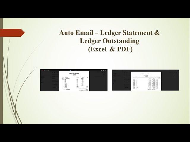 Tally TDL -  Auto Email - Ledger Statement & Ledger Outstanding (Bill-wise)- Excel & PDF Format