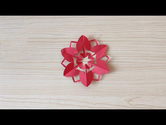 窗花剪纸教学，六瓣纸花的制作方法！Window paper cutting teaching, six petal paper making method!