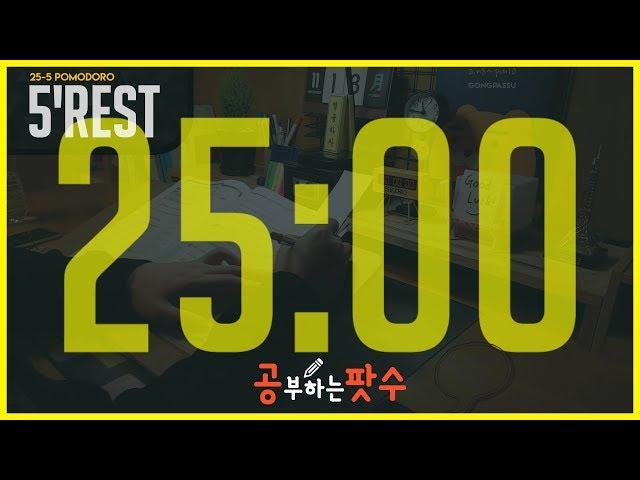 공부안될때 뽀모도로 공부법! 25 POMODORO 1.5 hours! STUDY WITH ME