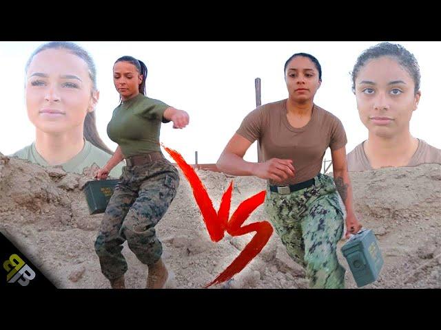 US Marine vs US Navy Sailor FEMALE EDITION Obstacle Course Battle