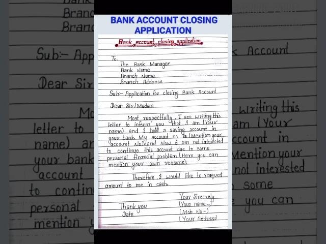 How To Write An Application For Closing Bank Account | Application For Closing Bank Account |