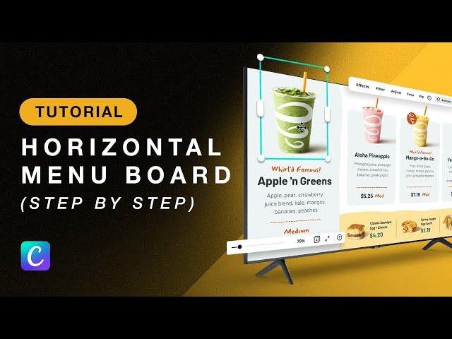 Horizontal Digital Menu Board (FAST and EASY Restaurant Menu with Canva)