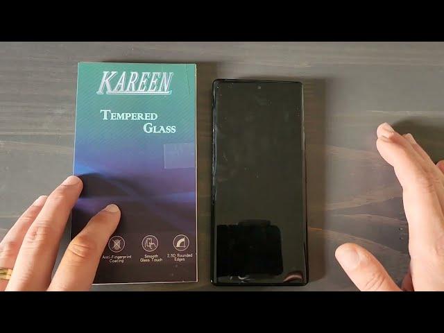 Kareen Tempered Glass screen protector for Google Pixel 6 Pro installation.