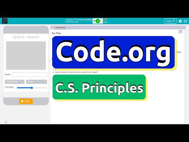 Code.org Lesson 11 Functions Make the Quote Maker App | Activity Guide | Answer Tutorial | Unit 4