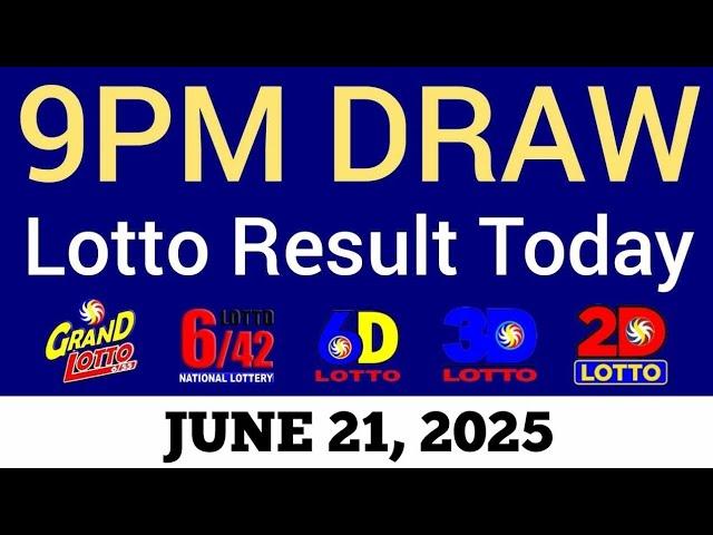 Lotto Result Today 9pm Draw June 21, 2025 Swertres Ez2 PCSO Live Result