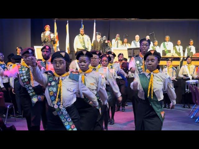 PBE Union Level 2024 | NEC Drum and Drill Team & Bagpipes | Entry of Colours