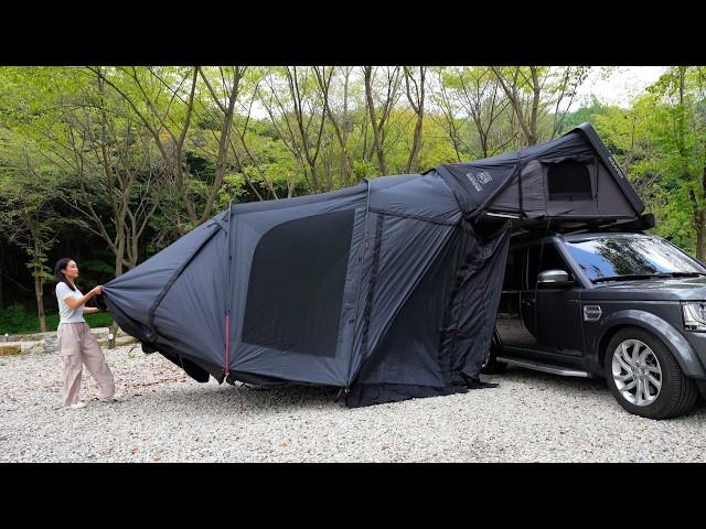 Solo Camping. Annex connection to Rooftop Tent. Grilled Abalone and Ramen.