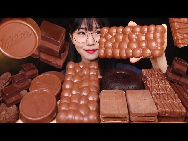 ASMR 밀카 버블리 초콜릿 킨더 브라우니 퍼지쿠키 헤이즐넛 크레미노 초코디저트 먹방! CHOCOLATE DESSERT PARTY~!! MUKBANG EATING SOUNDS