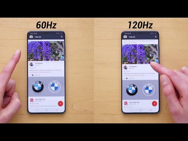 Galaxy S20 60Hz vs 120Hz Display Refresh Rate Comparison