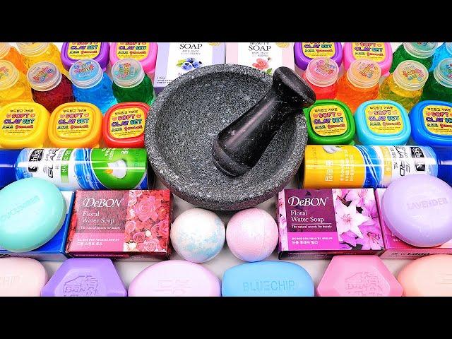 Satisfying Video Mixing Makeup Cosmetics Bubble Soap Glitter Squishy Ball into Clear Slime GoGo ASMR