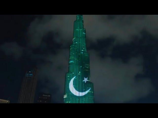 Pakistani Flag BurjKhalifa Display 76 Independence Day Dubai BurjKhalifa Dubai Mall 14 August 2023