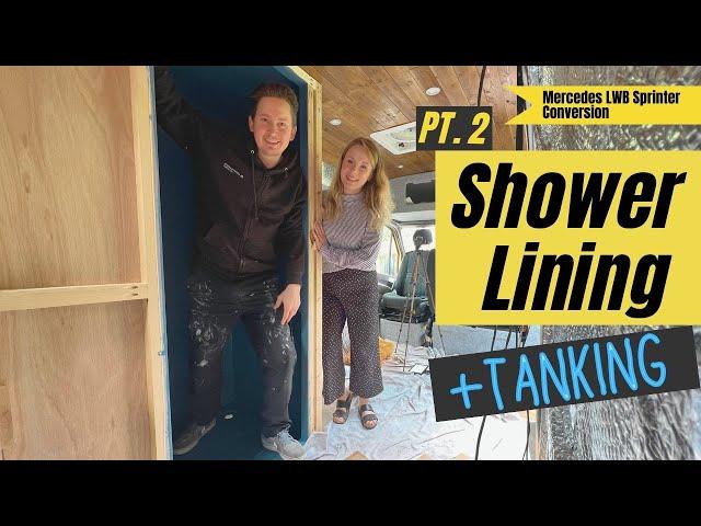 Van Build Shower: Lining the Shower and Water Proofing