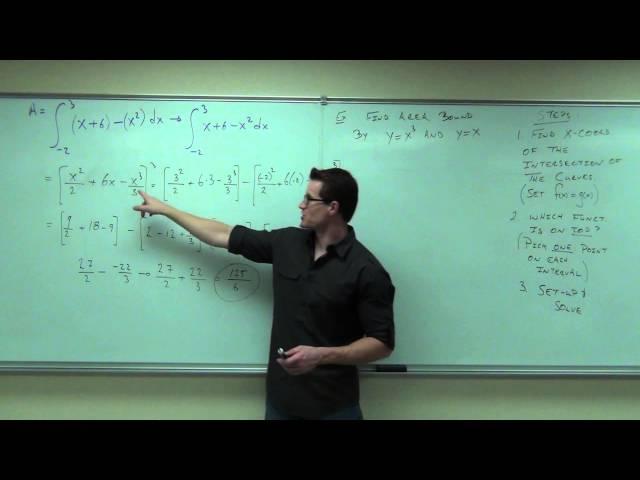 Calculus 1 Lecture 5.1:  Finding Area Between Two Curves