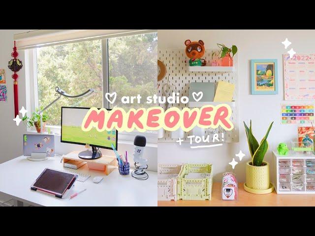 DREAM ART STUDIO MAKEOVER + room tour  creating a cute + functional work space