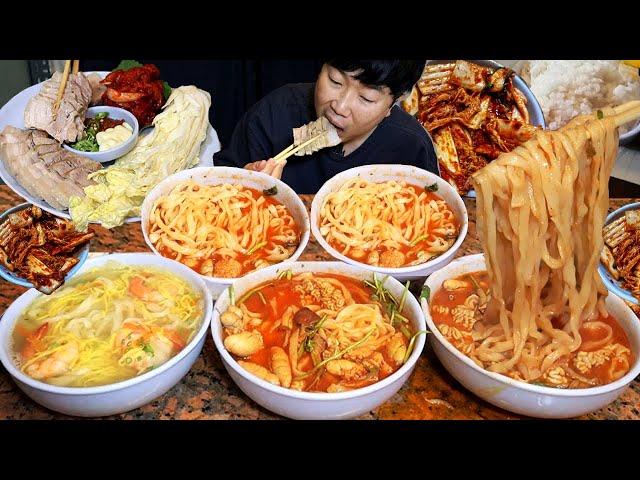 Korean Knife-cut Noodles with Fish Roe and Fish Sperm?!!! KOREAN MUKBANG