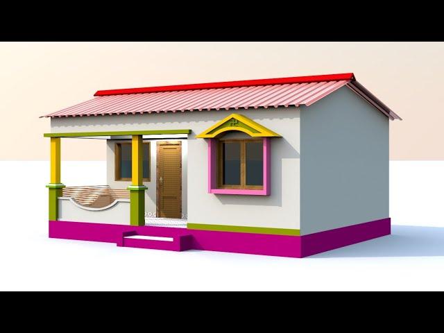 TATA टिनसेट से सुन्दर घर का डिजाइन | beautiful 2 bedroom tin shade house plans with 3d design