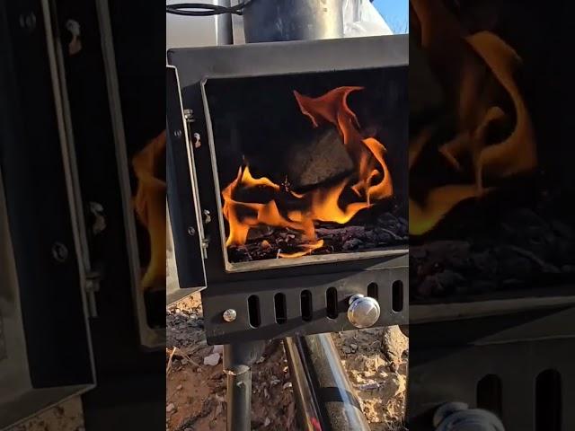 Camping with woodburning stove #shortsvideo