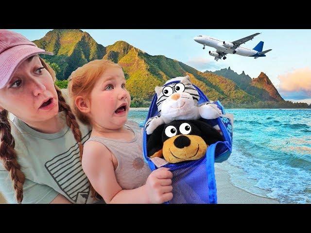 Adley PET VACATION with MOM!!  Flying animals to the Beach in Hawaii, pretend play travel routine!