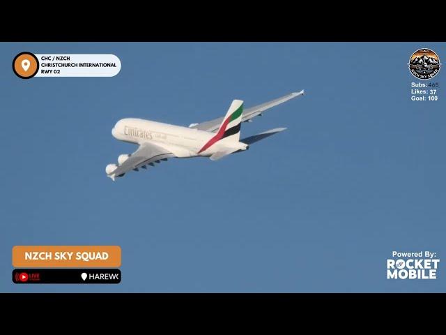 Emirates A380 Take Off From Christchurch Airport, New Zealand!