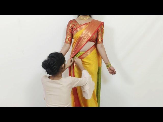 Banarasi Silk saree draping tricks for beginners | silk saree draping with perfect pleats tricks