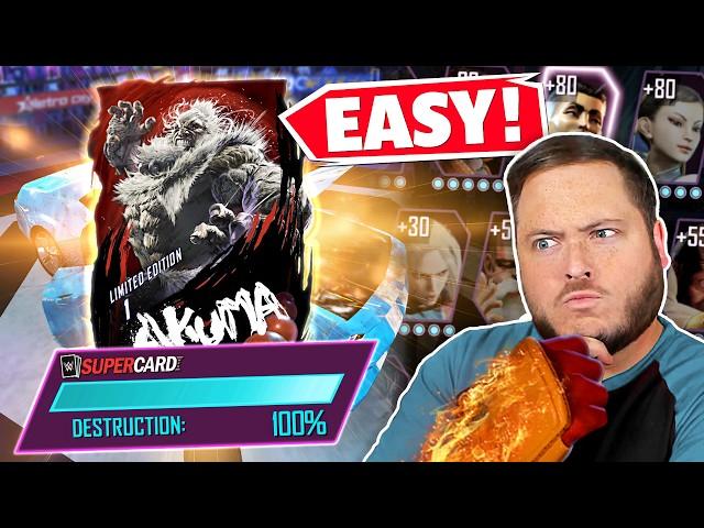 How to Get AKUMA in WWE SuperCard, EASY! Car Battle & Street Fighter Tournament GUIDE!