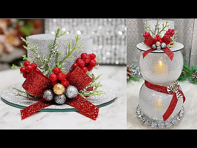 DIY ROOM DECOR! GLASS SNOWMAN CANDLE HOLDER WINTER HOLIDAY DIY With Language Translator