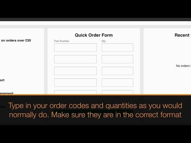 Quick Order Form on the Rapid website
