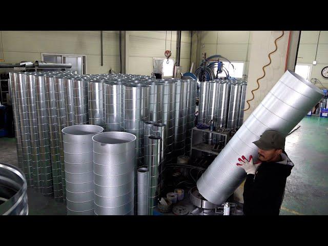 The process of making an amazing spiral duct. Various duct manufacturing factory in South Korea