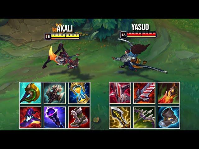 MATHEMATICALLY CORRECT AKALI vs YASUO FULL BUILD FIGHTS & Best Pentakills!