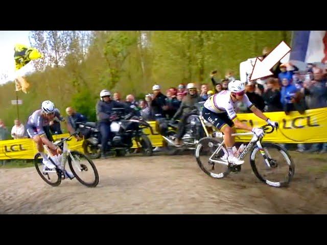 Tadej Pogacar CRASHES Attacking Mathieu van der Poel | Paris-Roubaix 2025