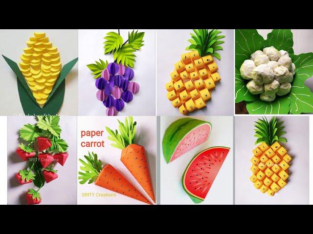 paper watermelon,carrot,pineapple,strawberry, grape,Cauliflower,corn| paper vegetable | paper fruits