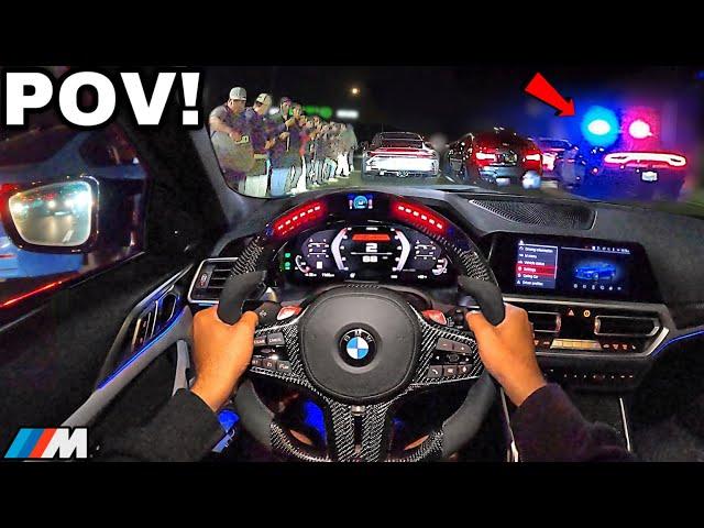 You Drive A Straight Piped BMW M4 G82 To ILLEGAL CAR MEET! [LOUD EXHAUST POV]