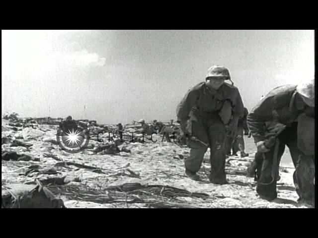 US troops at Tarawa during World War II. HD Stock Footage